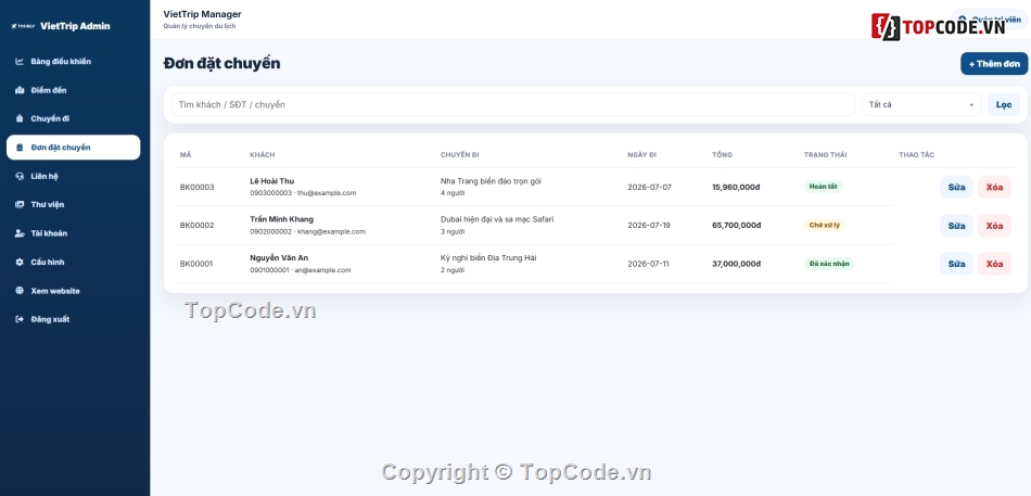 Website du lịch,Website quản lý,Manager